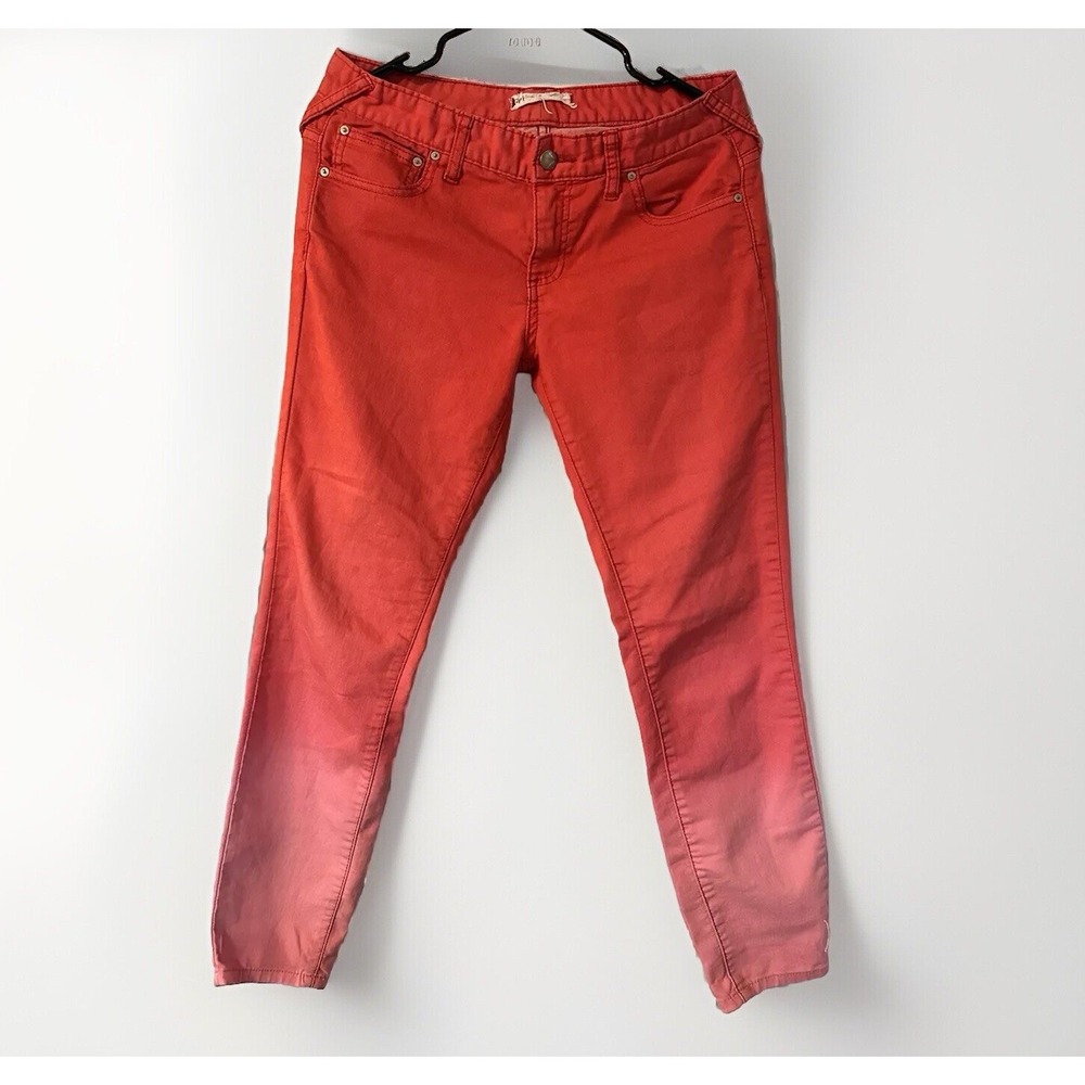 Free People Womens Sz 4 27" Waist Red Pink Ombre Stretch Skinny Jeans